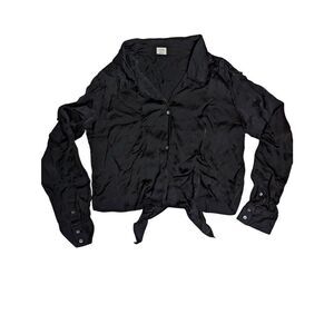 Aritzia Wilfred tie-front satin crop top blouse Medium